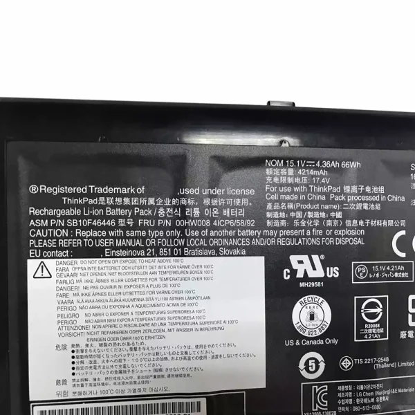 Aккумулятор для ноутбука LENOVO ThinkPad YOGA 15 — изображение 3
