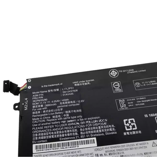 Aккумулятор для ноутбука Lenovo L17C3P51,L17C3P52 — изображение 3