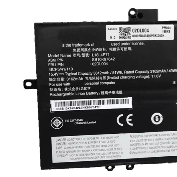 Aккумулятор для ноутбука LENOVO Thinkpad X1C 2019 7th,Thinkpad X1C 2020 8th — изображение 3