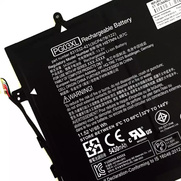 Aккумулятор для ноутбука HP PG03XL TPN-Q168 HSTNN-LB7C 831532-421 831758-005 — изображение 3