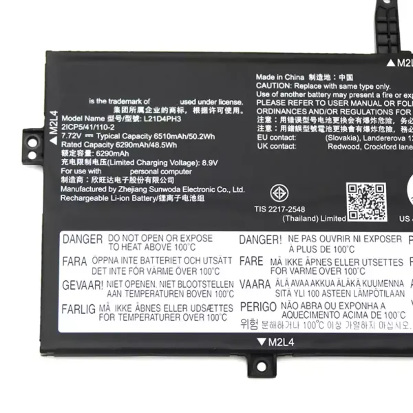 Aккумулятор для ноутбука LENOVO L21C4PH3 L21D4PH3 L21L4PH3 — изображение 3