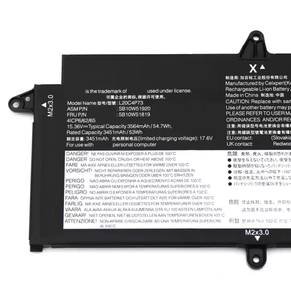Aккумулятор для ноутбука Lenovo Thinkpad X13 Gen 2 20XH 20XJ — изображение 3