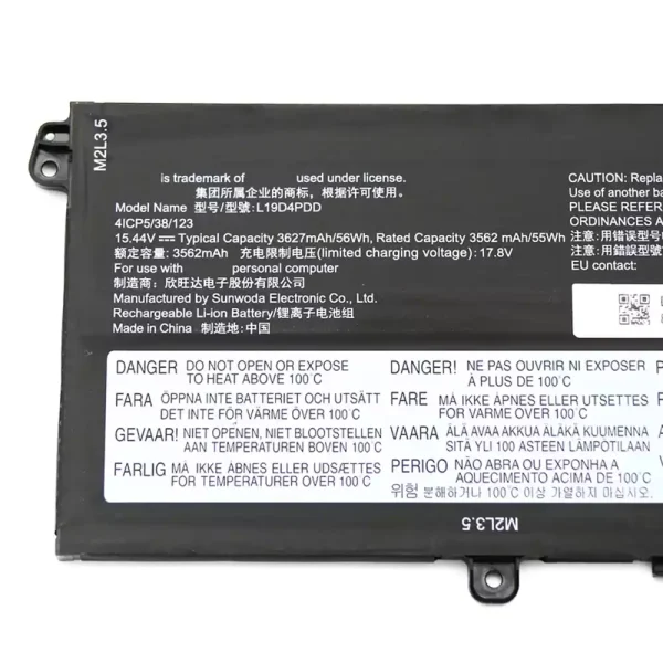 Aккумулятор для ноутбука LENOVO L19D4PDD L19C4PDD L19M4PDD — изображение 3