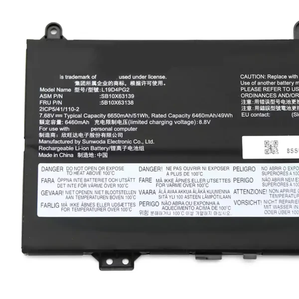 Aккумулятор для ноутбука LENOVO L19D4PG2 — изображение 3