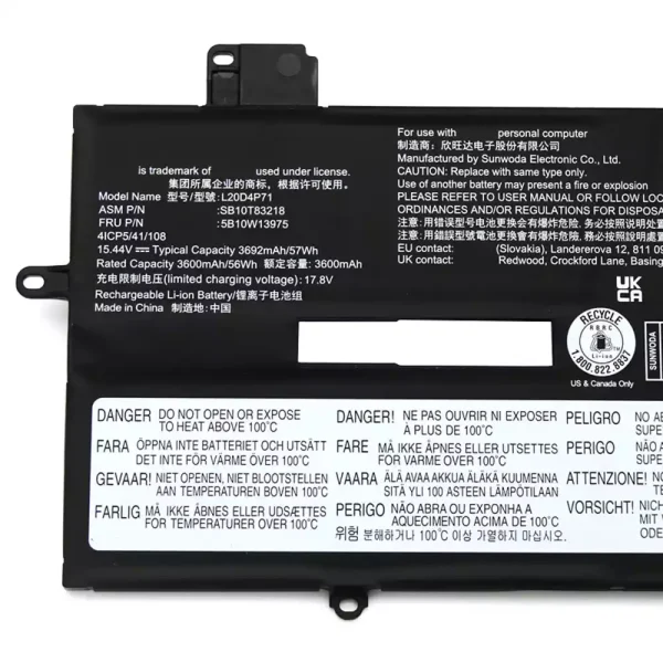 Aккумулятор для ноутбука LENOVO Thinkpad X1 Carbon 9th 10th Gen 2021 2022,Thinkpad X1 Yoga 6th 7th Gen 2021 2022 — изображение 3