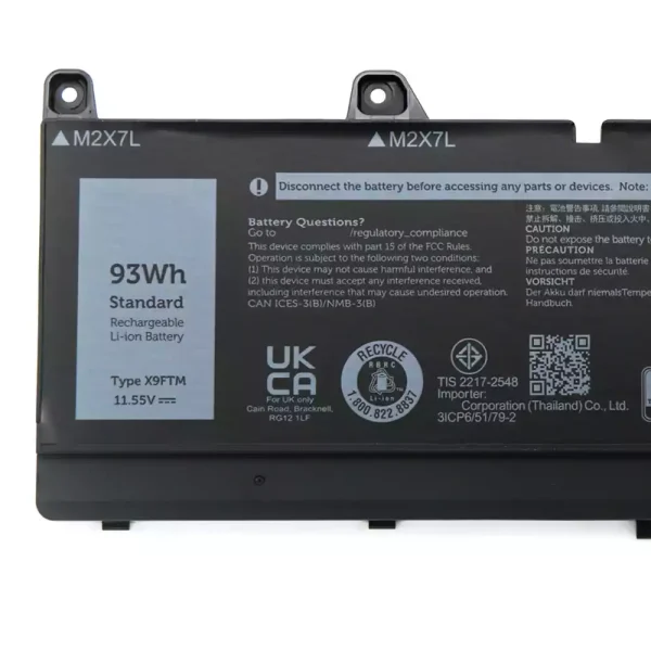 Aккумулятор для ноутбука DELL X9FTM — изображение 3