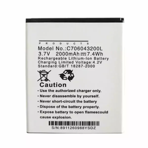 Aккумулятор сотового телефона Применимый к  BLU C706043200L