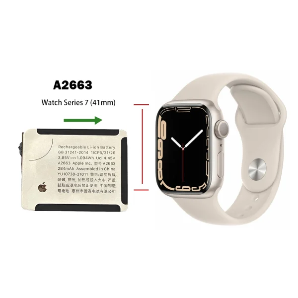 Аккумулятор A2663 для Apple Watch Series 7 (41mm) A2473 A2475 A2476 — изображение 4