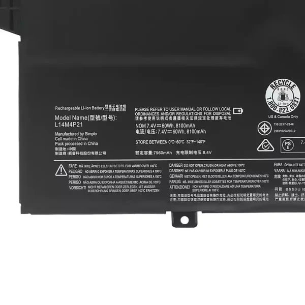 Aккумулятор для ноутбука LENOVO L14M3P22 L14S3P21 — изображение 3