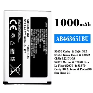 Aккумулятор сотового телефона AB463651BU Применимый к Samsung S3650 Corby