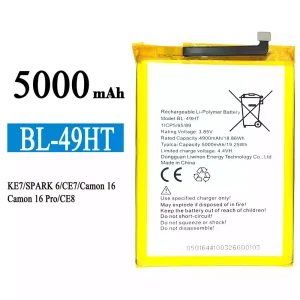 Aккумулятор сотового телефона BL-49HT Применимый к Tecno KE7 / SPARK 6 / Camon 16 /Camon 16 Pro