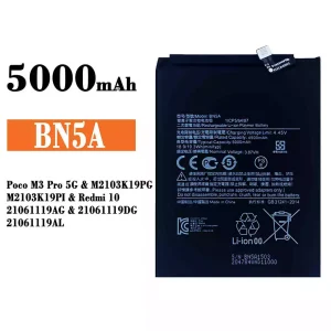 Aккумулятор сотового телефона BN5A Применимый к Xiaomi Poco M3 Pro 5G / Redmi 10