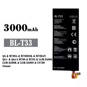 Aккумулятор сотового телефона BL-T33 Применимый к LG Q6 /Q6+ /Q6a /G6mini