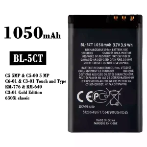 Aккумулятор сотового телефона BL-5CT Применимый к Nokia C3-01 C6-01 C5-00 / 6303 6730c