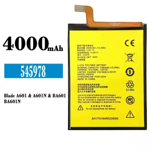 Aккумулятор сотового телефона 545978 Применимый к ZTE Blade A601/A601N/BA601/BA601N