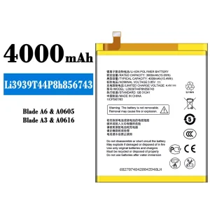 Aккумулятор сотового телефона Li3939T44P8h856743 Применимый к ZTE Blade A6/A3