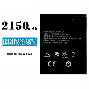 Aккумулятор сотового телефона Li3821T43P3h745741 Применимый к ZTE Blade L5 Plus